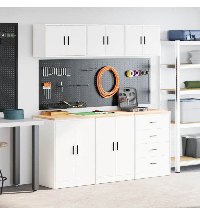 Armoires de garage 6 pcs blanc bois d'ingénierie | Mobilier & Déco