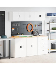 Armoires de garage 6 pcs blanc bois d'ingénierie | Mobilier & Déco