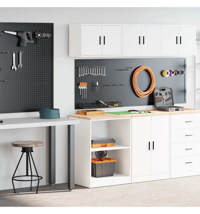 Armoires de garage 2 pcs blanc bois d'ingénierie | Mobilier & Déco