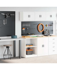 Armoires de garage 2 pcs blanc bois d'ingénierie | Mobilier & Déco