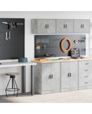Armoires de garage 2 pcs gris béton bois d'ingénierie | Mobilier & Déco