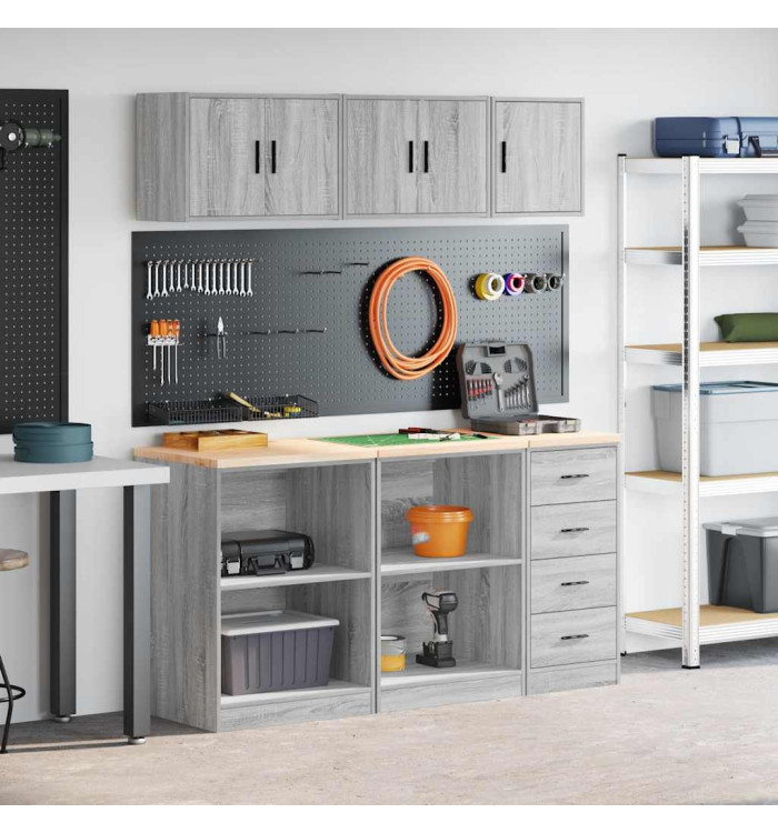 Armoires de garage 6 pcs sonoma gris bois d'ingénierie | Mobilier & Déco