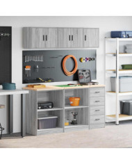 Armoires de garage 6 pcs sonoma gris bois d'ingénierie | Mobilier & Déco