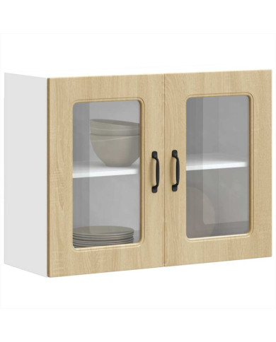 Armoire murale de cuisine et porte en verre Kalmar chêne sonoma | Mobilier & Déco