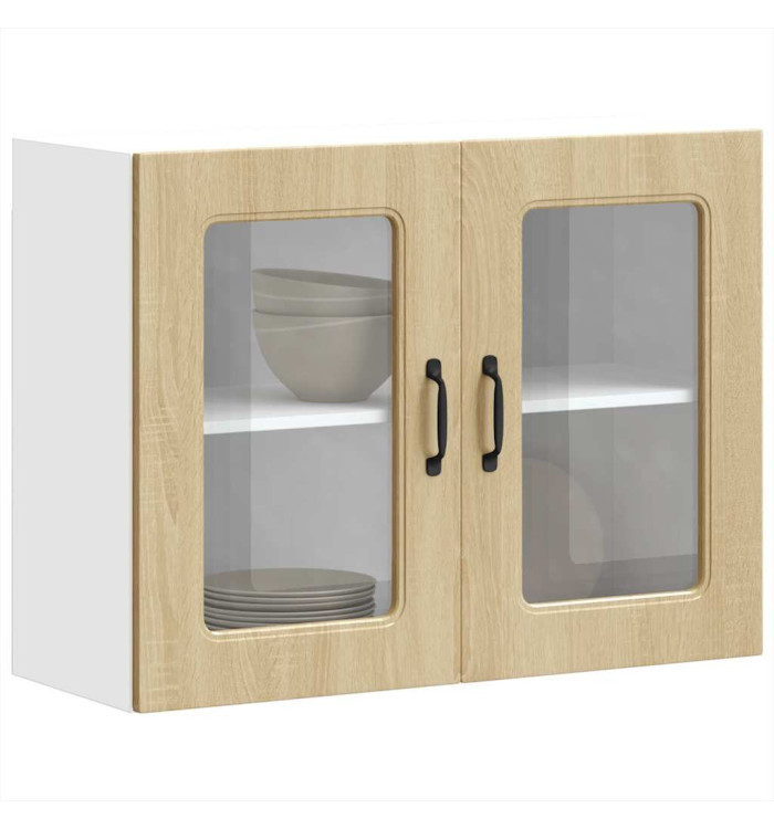 Armoire murale de cuisine et porte en verre Kalmar chêne sonoma | Mobilier & Déco