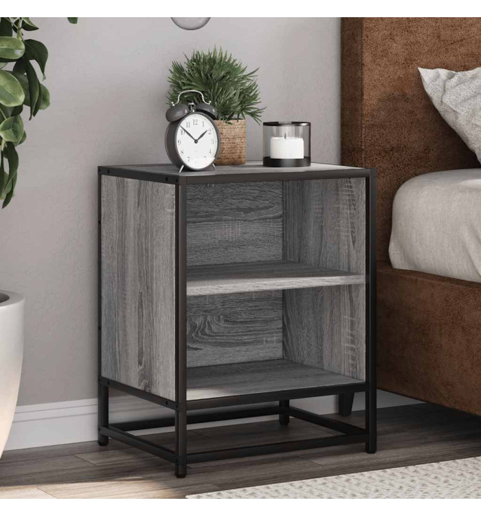 Table de chevet sonoma gris 40x31x50 cm bois d'ingénierie métal | Mobilier & Déco