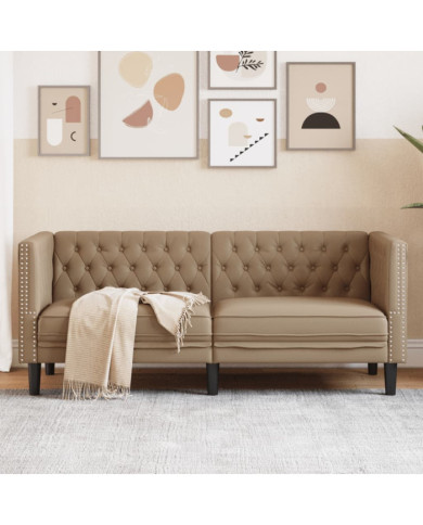 Canapé à 2 places Chesterfield cappuccino similicuir | Mobilier & Déco