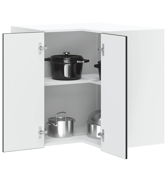 Armoire d'angle murale de cuisine Lucca noir bois d'ingénierie | Mobilier & Déco