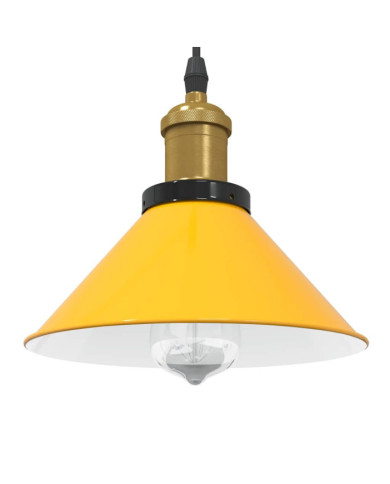 Lampe suspendue réglable hauteur E27 jaune brillant Ø22cm métal | Mobilier & Déco