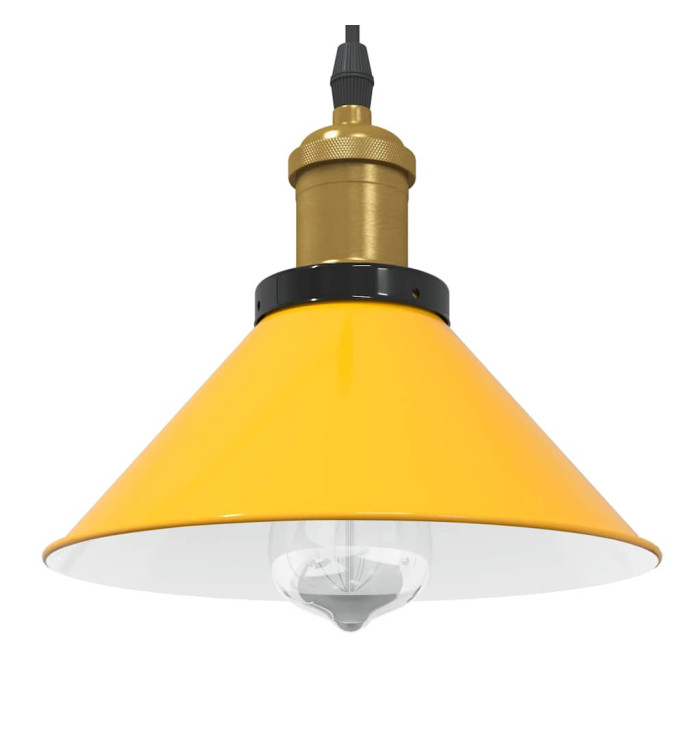 Lampe suspendue réglable hauteur E27 jaune brillant Ø22cm métal | Mobilier & Déco