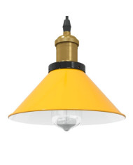 Lampe suspendue réglable hauteur E27 jaune brillant Ø22cm métal | Mobilier & Déco