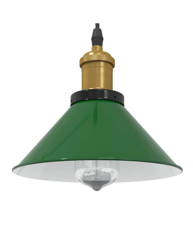 Lampe suspendue réglable hauteur E27 vert brillant Ø 22cm métal | Mobilier & Déco