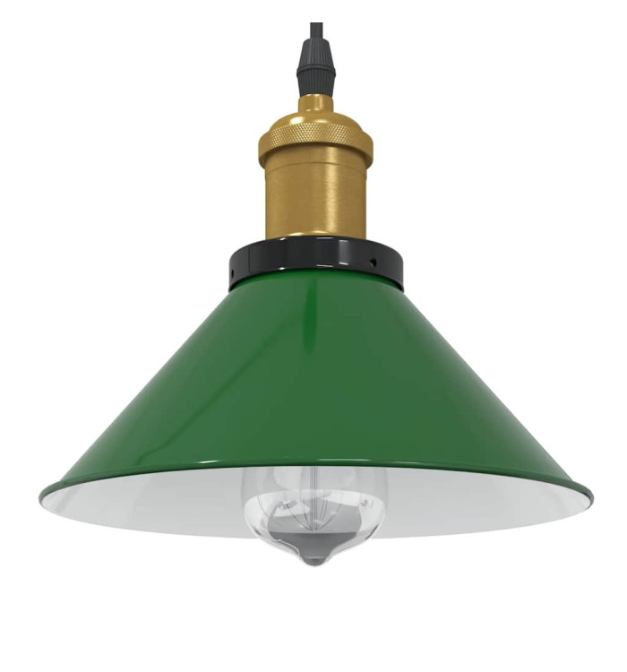 Lampe suspendue réglable hauteur E27 vert brillant Ø 22cm métal | Mobilier & Déco