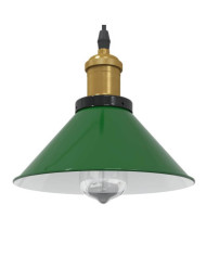 Lampe suspendue réglable hauteur E27 vert brillant Ø 22cm métal | Mobilier & Déco