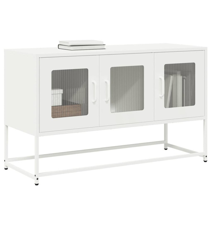 Meuble TV blanc 100,5x39x60,5 cm acier laminé à froid | Mobilier & Déco