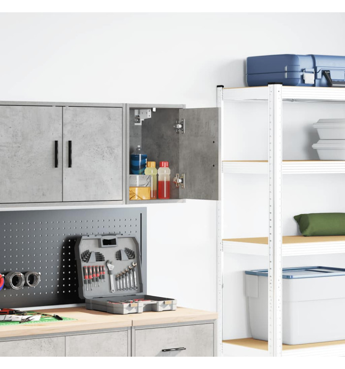Armoire murale de garage gris béton bois d'ingénierie | Mobilier & Déco