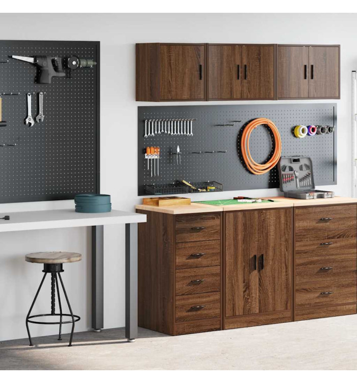 Armoires de garage 2 pcs chêne marron bois d'ingénierie | Mobilier & Déco