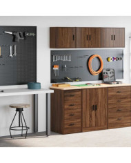 Armoires de garage 2 pcs chêne marron bois d'ingénierie | Mobilier & Déco
