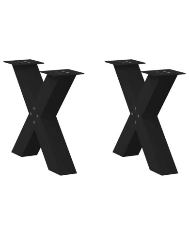 Pieds de table basse en forme de X, 2 pièces, noir, 50 x (42-43) cm, acier | Mobilier & Déco