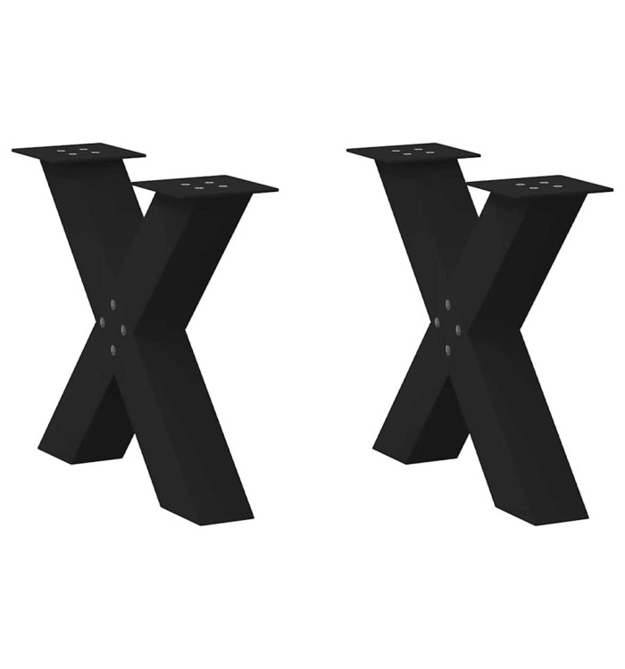 Pieds de table basse en forme de X, 2 pièces, noir, 50 x (42-43) cm, acier | Mobilier & Déco