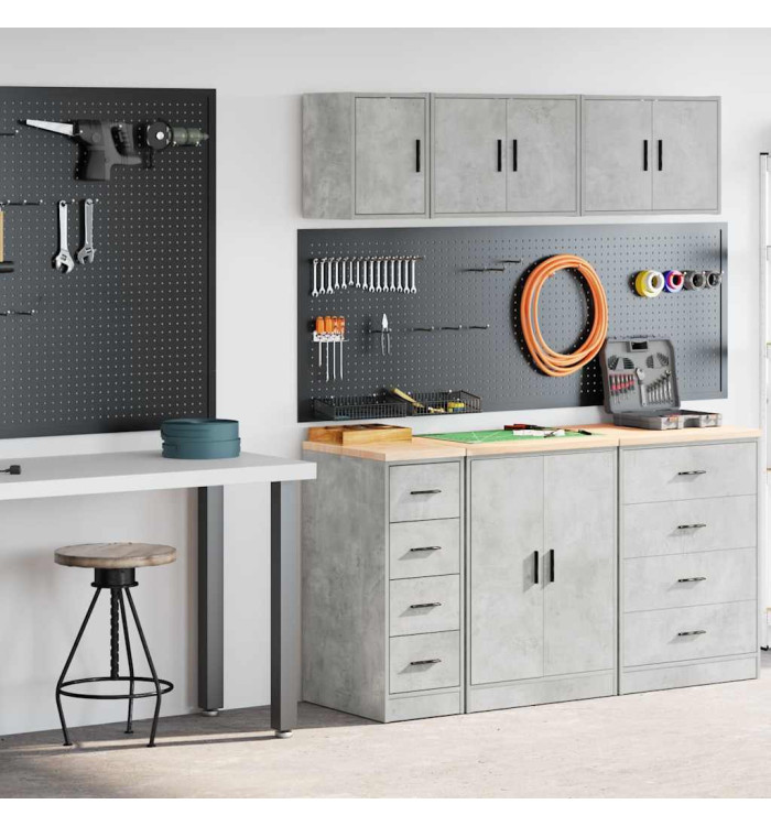 Armoires de garage 2 pcs gris béton bois d'ingénierie | Mobilier & Déco