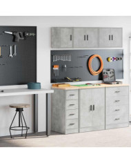 Armoires de garage 2 pcs gris béton bois d'ingénierie | Mobilier & Déco