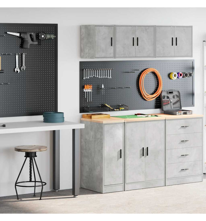 Armoires de garage 2 pcs gris béton bois d'ingénierie | Mobilier & Déco