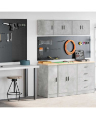 Armoires de garage 2 pcs gris béton bois d'ingénierie | Mobilier & Déco
