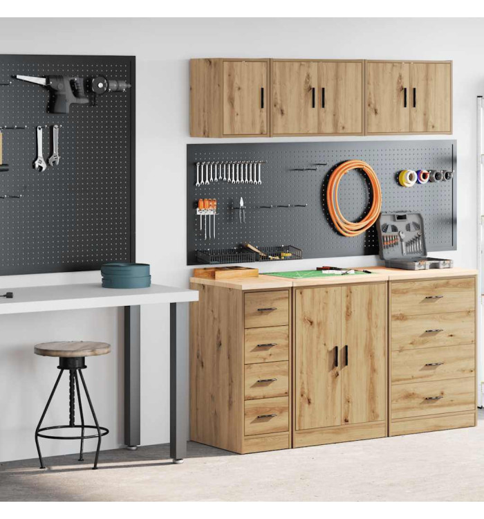 Armoires garage 2 pcs chêne artisanal bois d'ingénierie | Mobilier & Déco