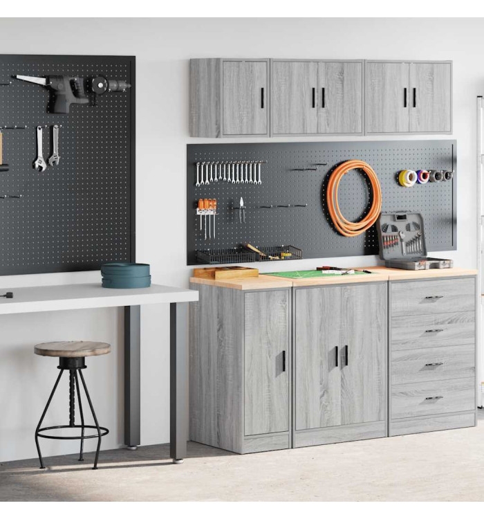 Armoires de garage 2 pcs sonoma gris bois d'ingénierie | Mobilier & Déco