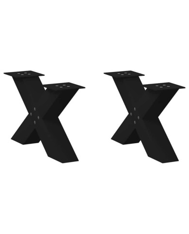 Pieds de table basse en forme de X, 2 pièces, noir, 60 x (30-31) cm, acier | Mobilier & Déco