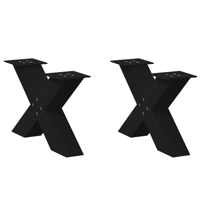 Pieds de table basse en forme de X, 2 pièces, noir, 60 x (30-31) cm, acier | Mobilier & Déco