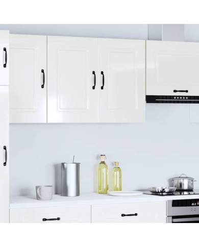 Armoire murale de cuisine Kalmar blanc brillant bois ingénierie | Mobilier & Déco