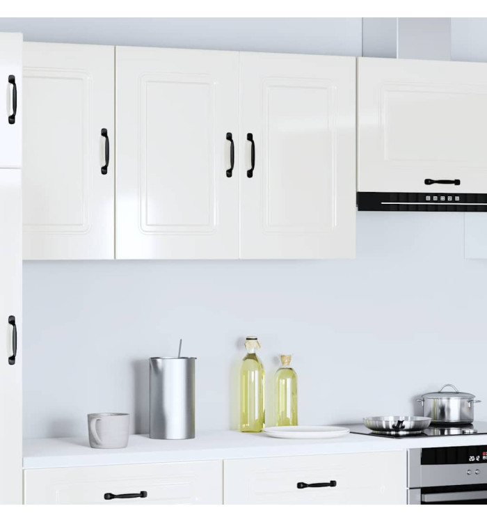 Armoire murale de cuisine Kalmar blanc brillant bois ingénierie | Mobilier & Déco