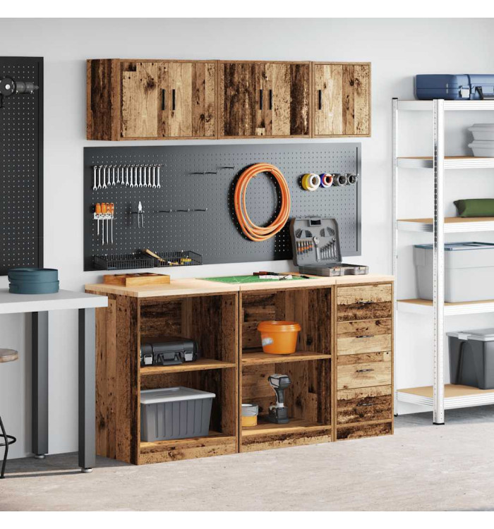 Armoires de garage 6 pcs vieux bois bois d'ingénierie | Mobilier & Déco