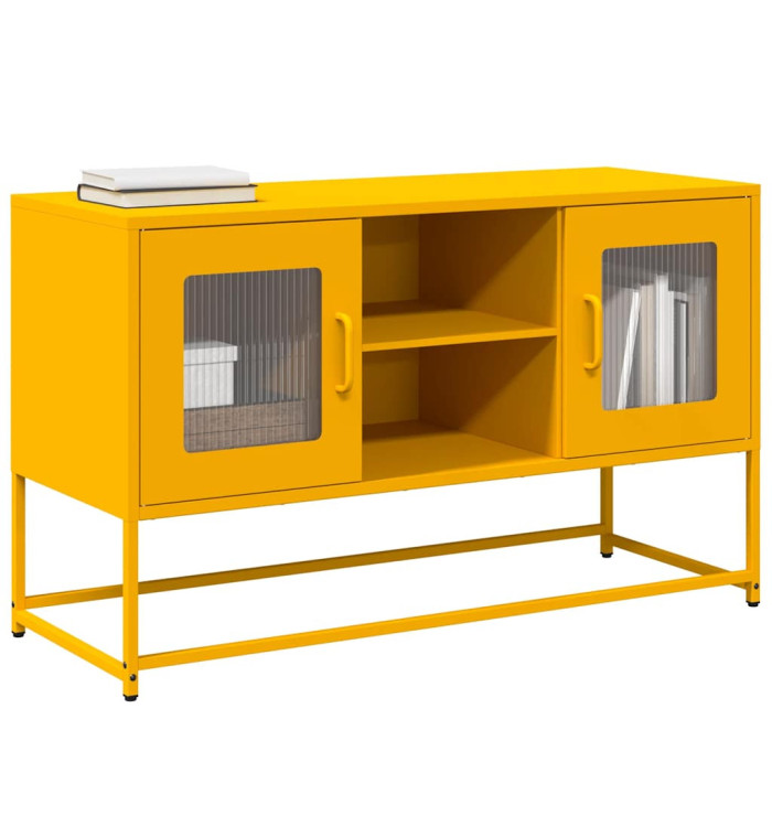Meuble TV jaune moutarde 100,5x39x60,5 cm acier | Mobilier & Déco