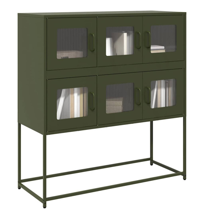 Buffet vert olive 100,5x39x107 cm acier laminé à froid | Mobilier & Déco