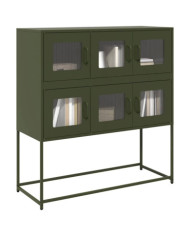 Buffet vert olive 100,5x39x107 cm acier laminé à froid | Mobilier & Déco