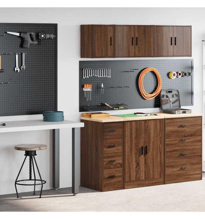 Armoires de garage 2 pcs chêne marron bois d'ingénierie | Mobilier & Déco