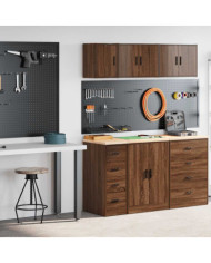 Armoires de garage 2 pcs chêne marron bois d'ingénierie | Mobilier & Déco