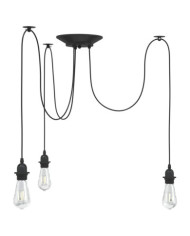 Lampe suspendue avec 3 porte-lampes E27 noir métal | Mobilier & Déco