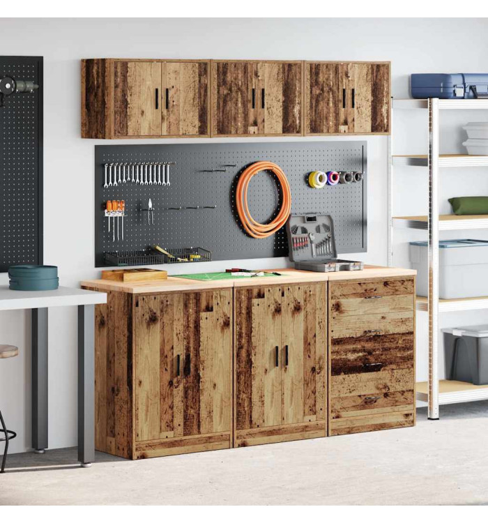 Armoires de garage 6 pcs vieux bois bois d'ingénierie | Mobilier & Déco