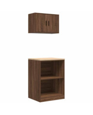 Armoires de garage 2 pcs chêne marron bois d'ingénierie | Mobilier & Déco