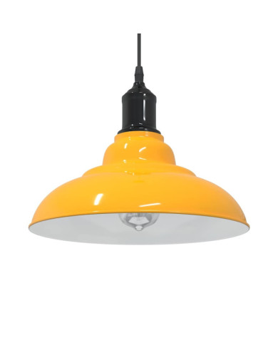 Lampe suspendue réglable hauteur E27 jaune brillant Ø31cm métal | Mobilier & Déco