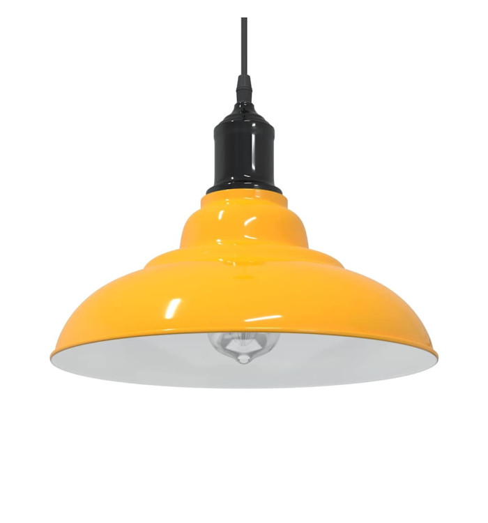 Lampe suspendue réglable hauteur E27 jaune brillant Ø31cm métal | Mobilier & Déco