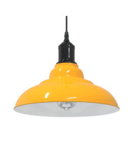 Lampe suspendue réglable hauteur E27 jaune brillant Ø31cm métal | Mobilier & Déco