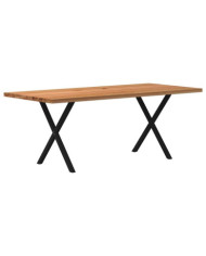 Table à manger marron clair bois de chêne massif rectangulaire | Mobilier & Déco
