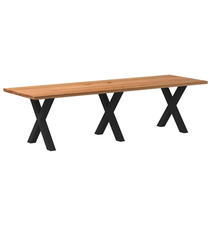 Table à manger marron clair bois de chêne massif rectangulaire | Mobilier & Déco