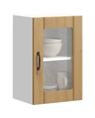 Armoire murale de cuisine porte en verre Lucca chêne artisanal | Mobilier & Déco