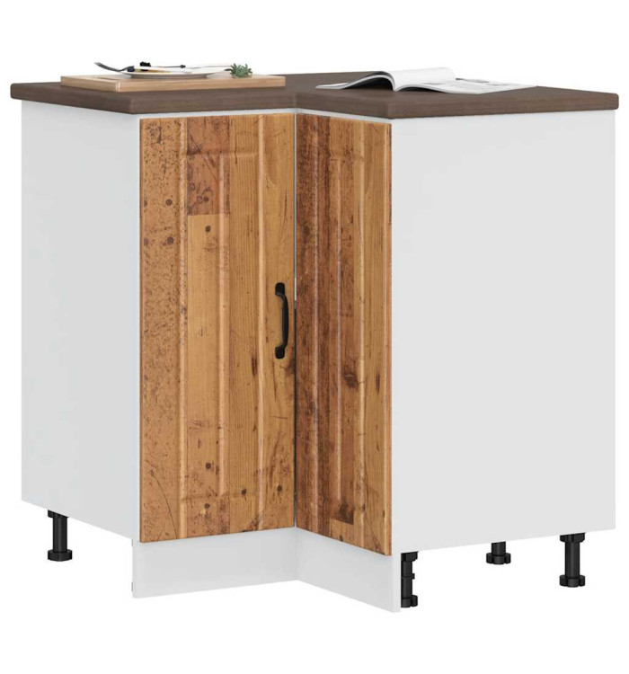 Armoire d'angle de cuisine Lucca vieux bois bois d'ingénierie | Mobilier & Déco